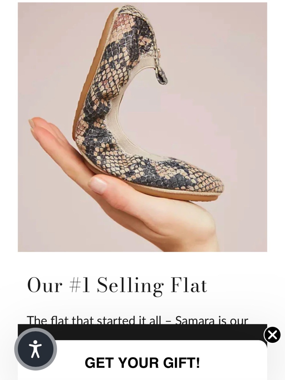 Yosi Samra Snake-Print Ballet Flat - Beige Black